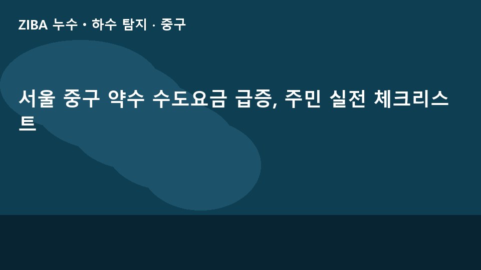 서울 중구 약수 수도요금 급증, 주민 실전 체크리스트
