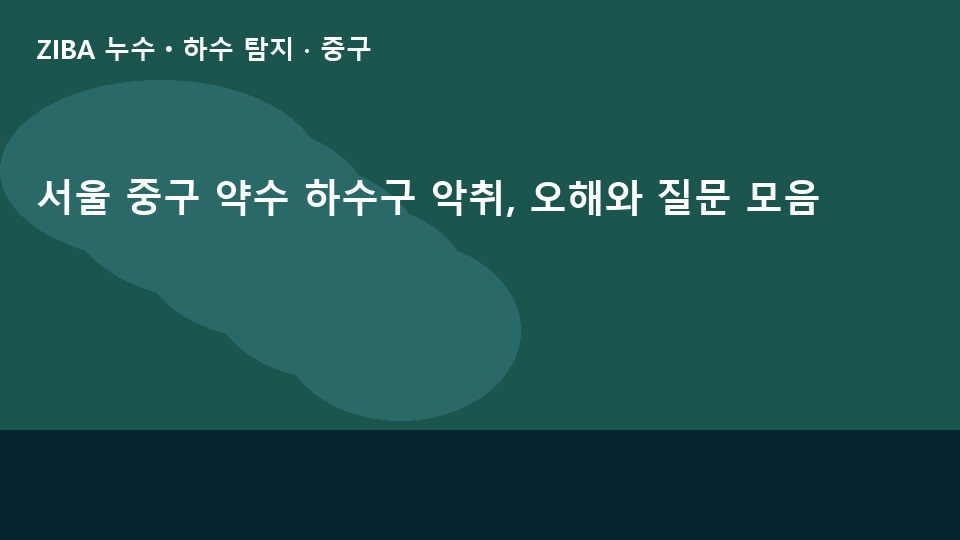 서울 중구 약수 하수구 악취, 오해와 질문 모음