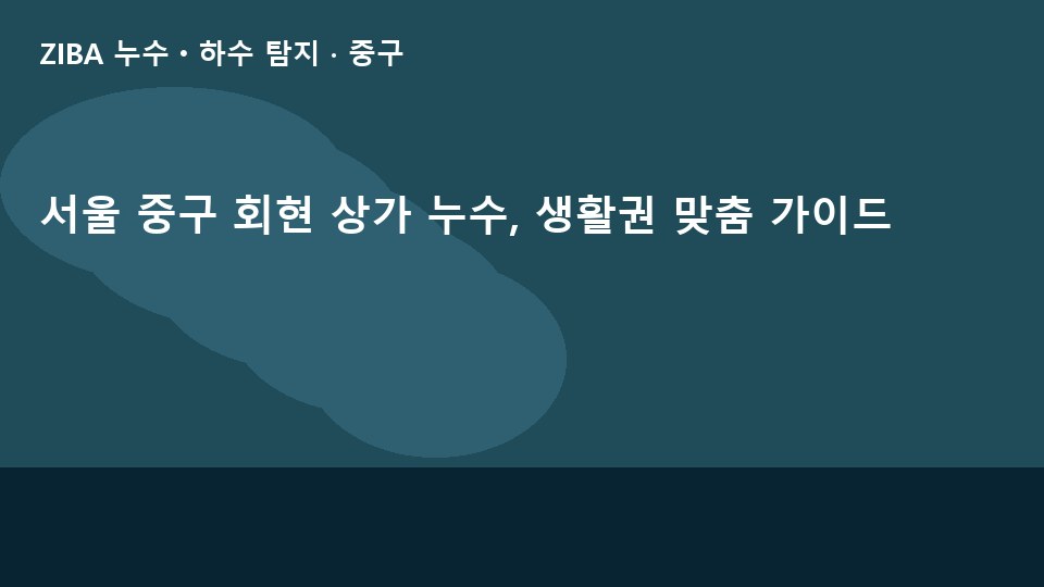 서울 중구 회현 상가 누수, 생활권 맞춤 가이드