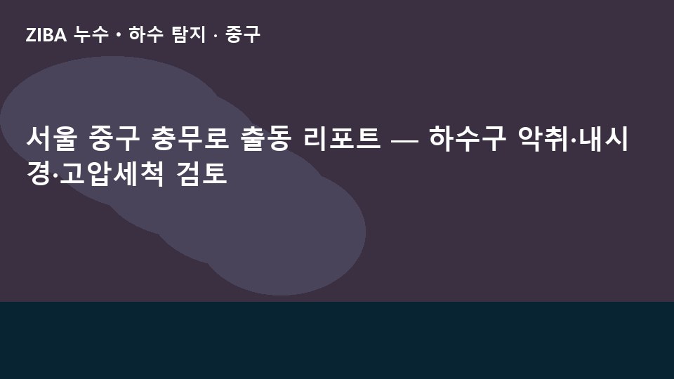 서울 중구 충무로 출동 리포트 — 하수구 악취·내시경·고압세척 검토