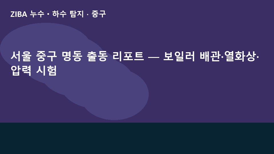 서울 중구 명동 출동 리포트 — 보일러 배관·열화상·압력 시험